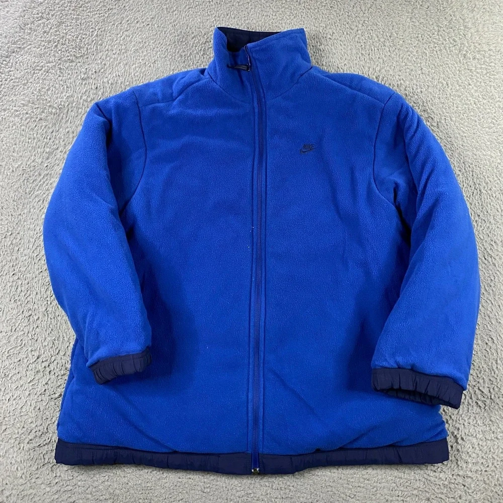 VTG 90s Y2K Nike Jacekt Boys‎ L Fits Mens Small Reversible Fleece Lined Swoosh